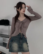 【🩶Korean Style Sexy】Ribbon Cardigan 