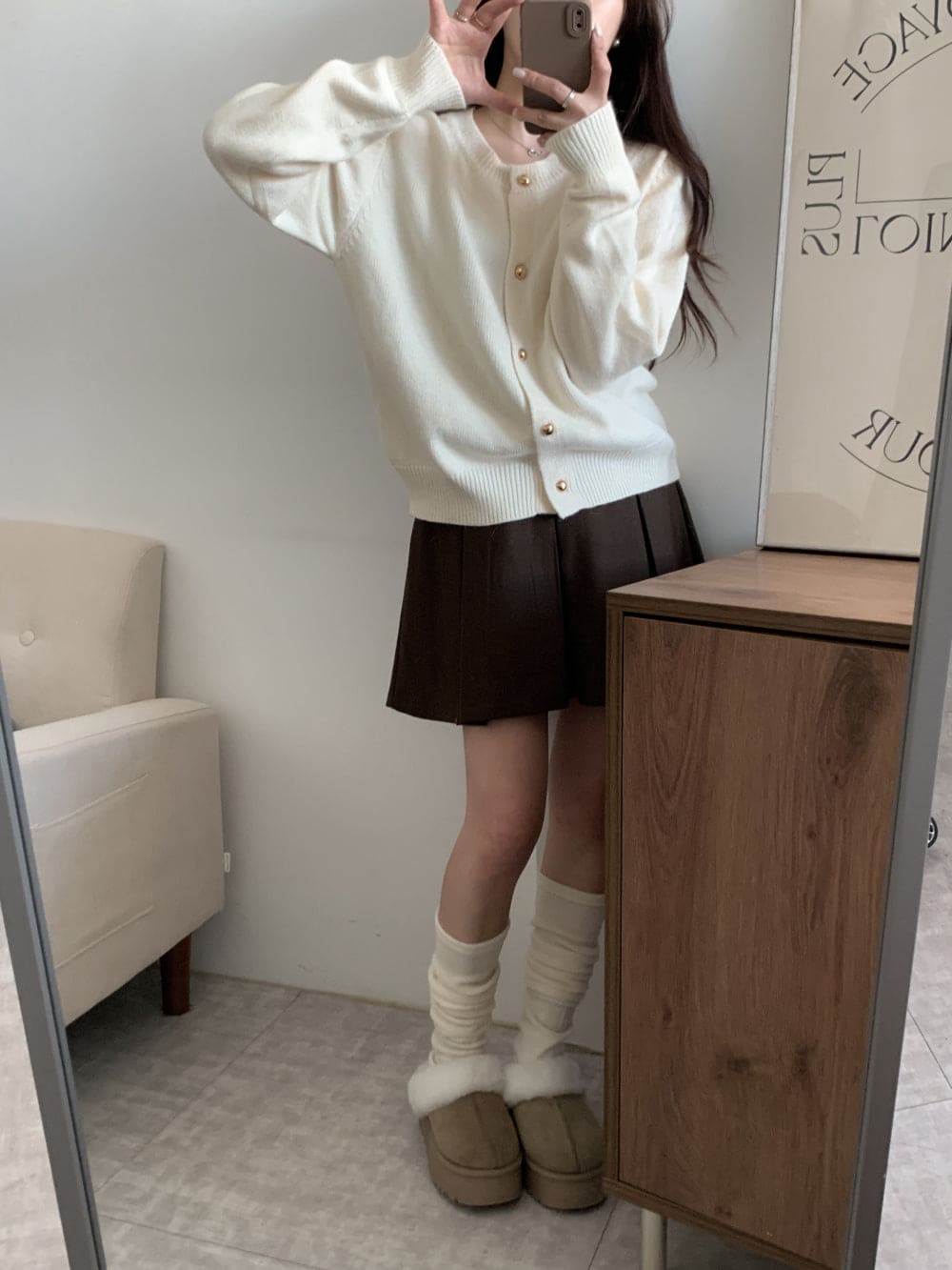 Thick pleated skirt for autumn and winter