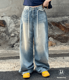 【y2k vibe】String Balloon Wide Jeans