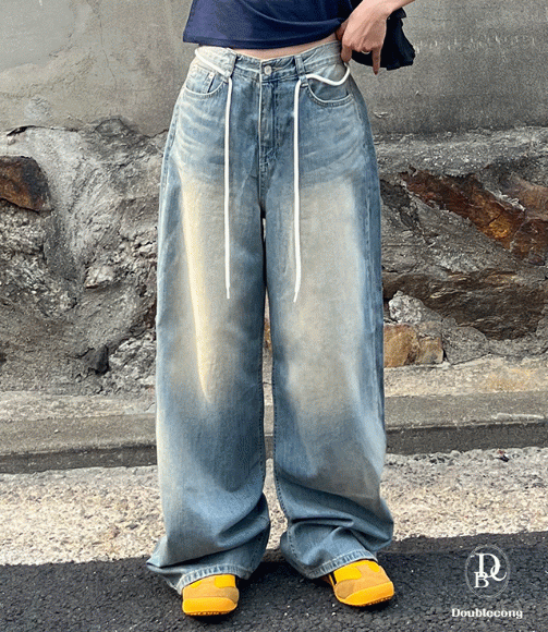 【y2k vibe】String Balloon Wide Jeans