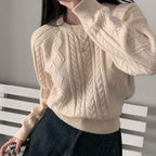 Autumn/Winter Color-Coated Cable Knit Tops