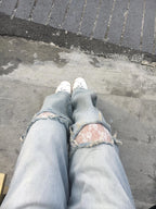 【OOTJ】Damaged Washing Wide Denim