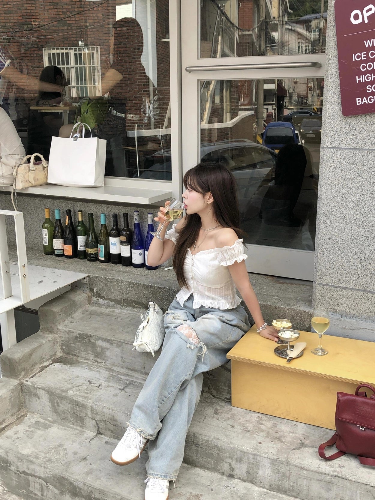 【OOTJ】Damaged Washing Wide Denim