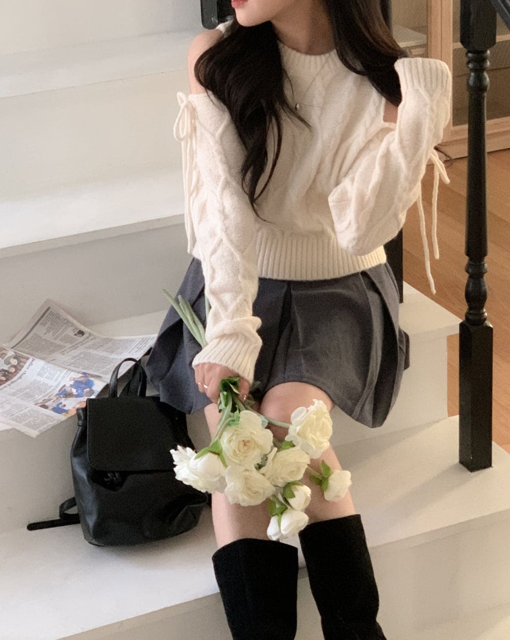 Thick pleated skirt for autumn and winter