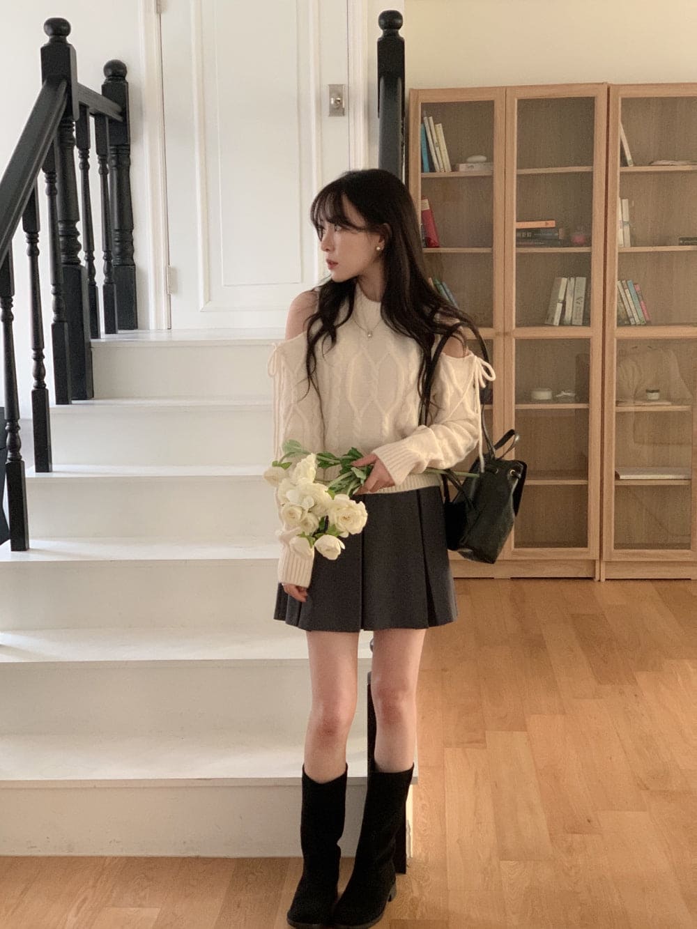 Thick pleated skirt for autumn and winter