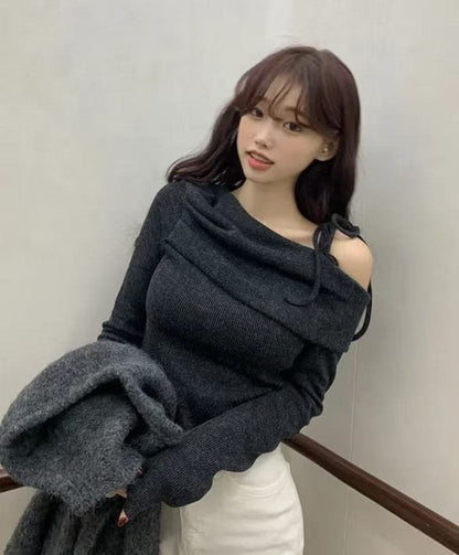 【🖤約會好氣色】Shoulder Shirring Knit