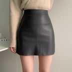 Simple and versatile soft leather skirt 