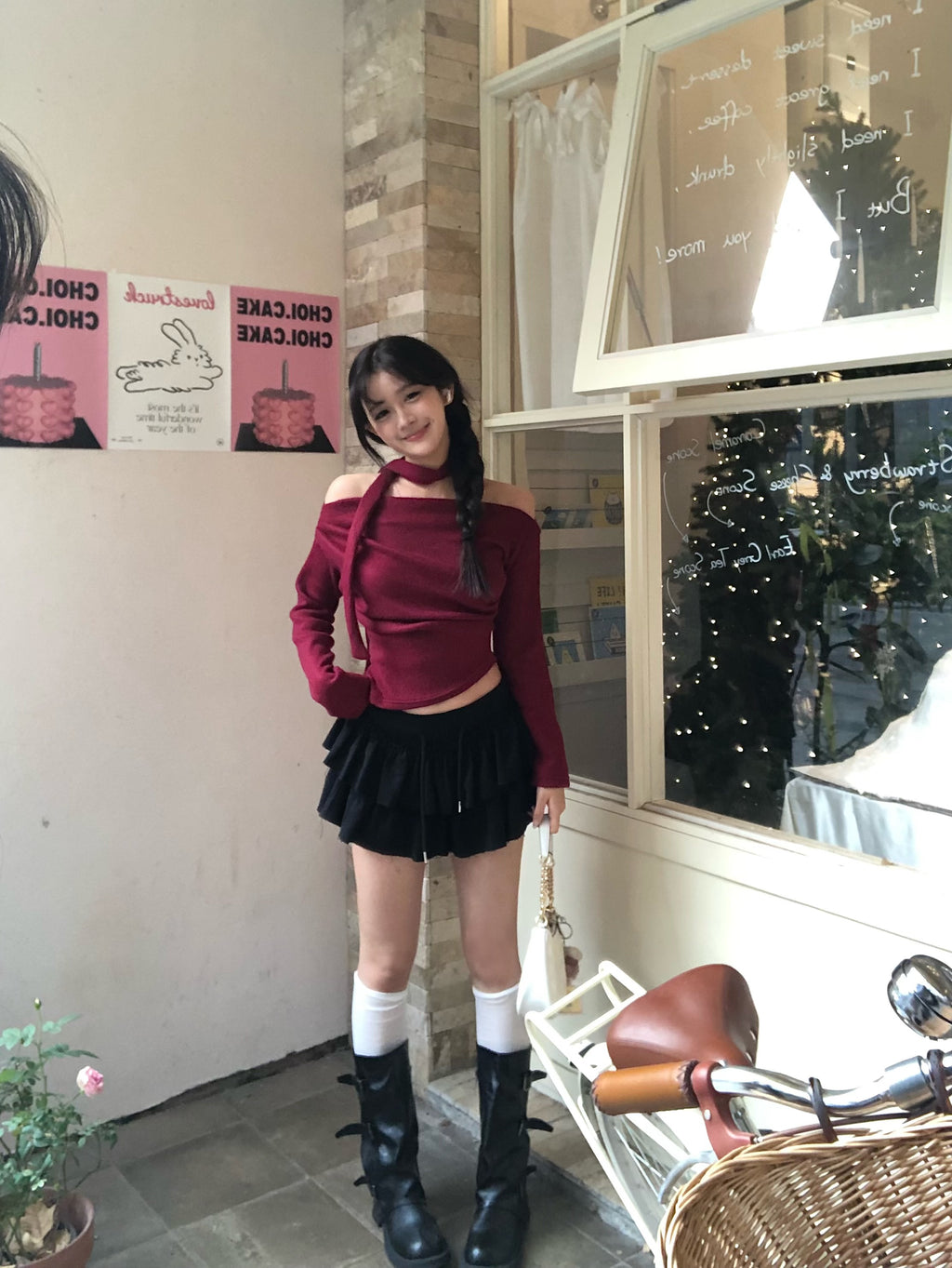 【Sweet Snowflakes】Off-Shoulder Tie Set 