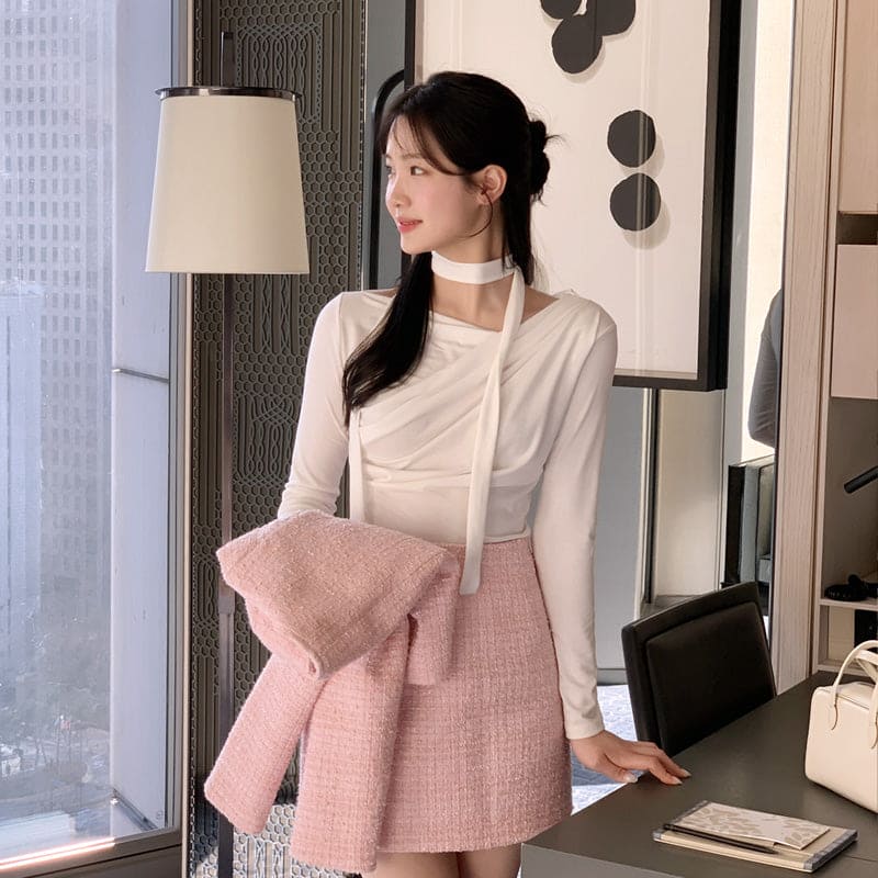 【🩰Ballet Core】Drape Shirring Tie Set