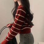 【🍷聖誕新年PICK】條紋保暖寬鬆針織衫