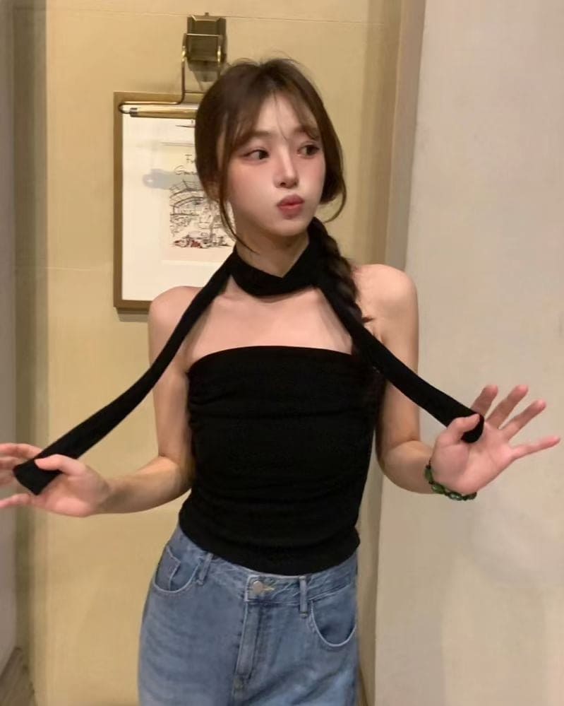 【y2k vibe】Serenity Scarf Top Set