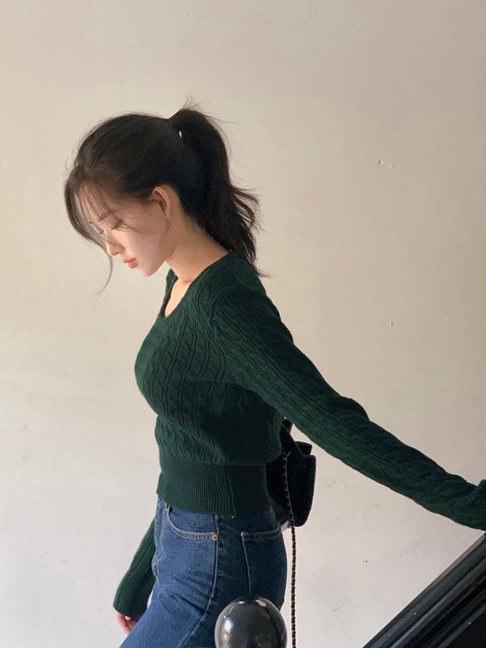 【🌷Soft】Pretzel Cable U-Neck Knit