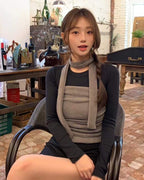 【y2k vibe】Serenity Scarf Top Set