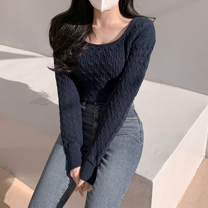 【🌷Soft】Pretzel Cable U-Neck Knit