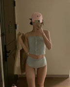 【🩰可愛/斯文】Halter Stripe Bikini