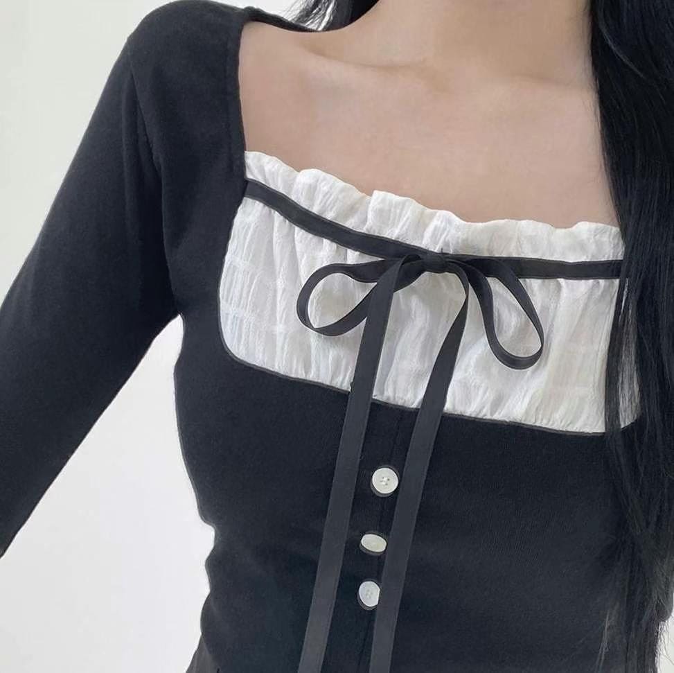 【🖤流行Y2K】Ribbon Slit Top