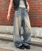【y2k vibe】String Balloon Wide Jeans