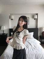 【🖤y​​2k hits】Dot Ruffles Top 