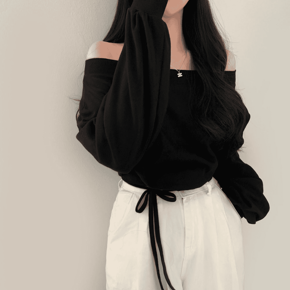 【型格休閒】Off Shoulder Sweatshirt Scarf Set