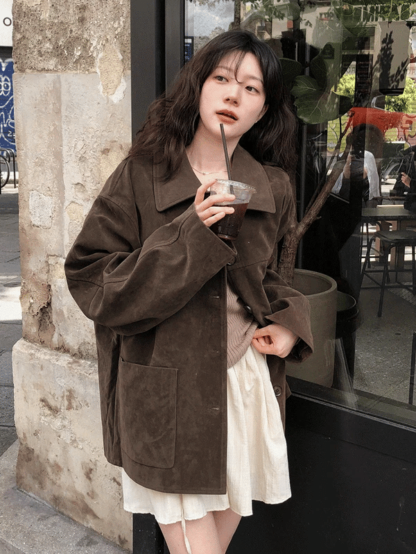 【🪵秋冬大衣】Suede Mid Jacket