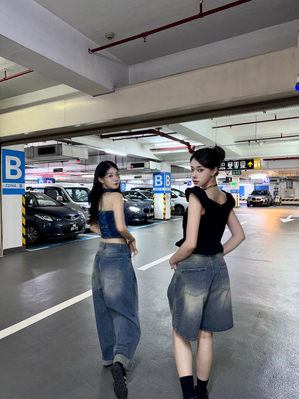 [Lazy Style] Pintuck Balloon Wide Denim