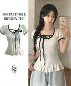 【🖤y​​2k hits】Dot Ruffles Top 