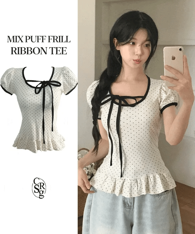 【🖤y2k hits】Dot Ruffles Top