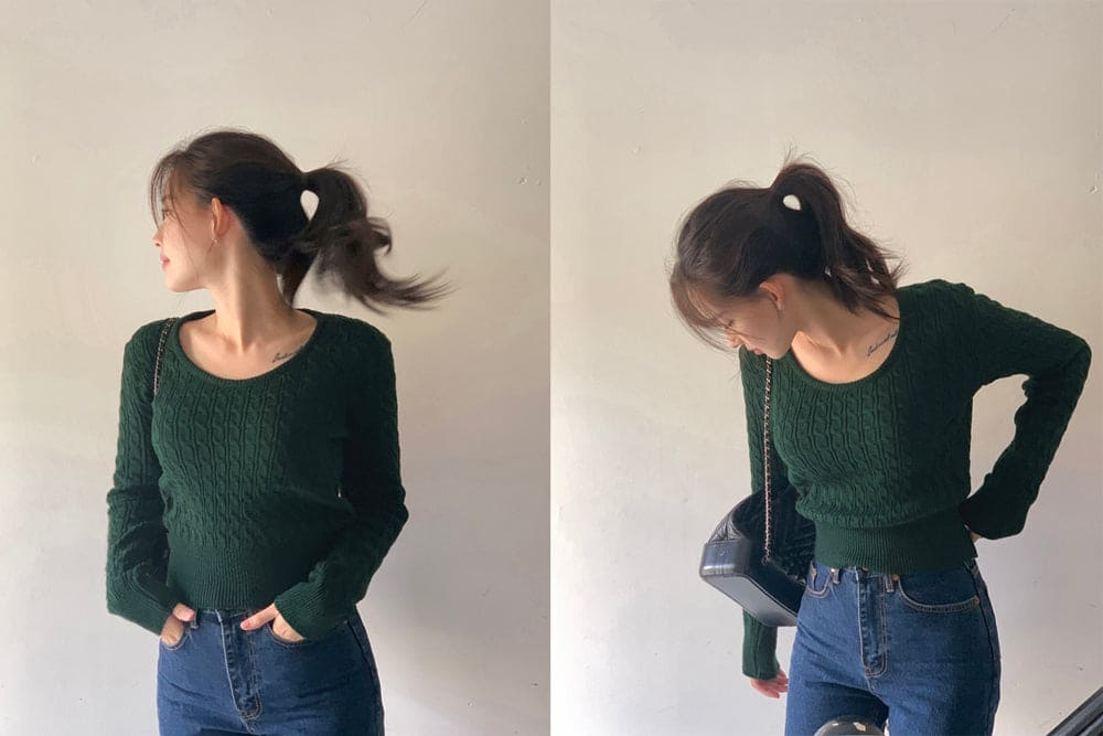 【🌷Soft】Pretzel Cable U-Neck Knit