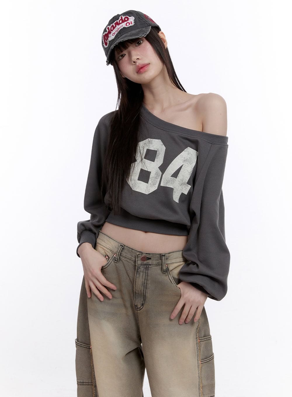 【🎧y2k vibe】Lettering Crop Sweatshirt