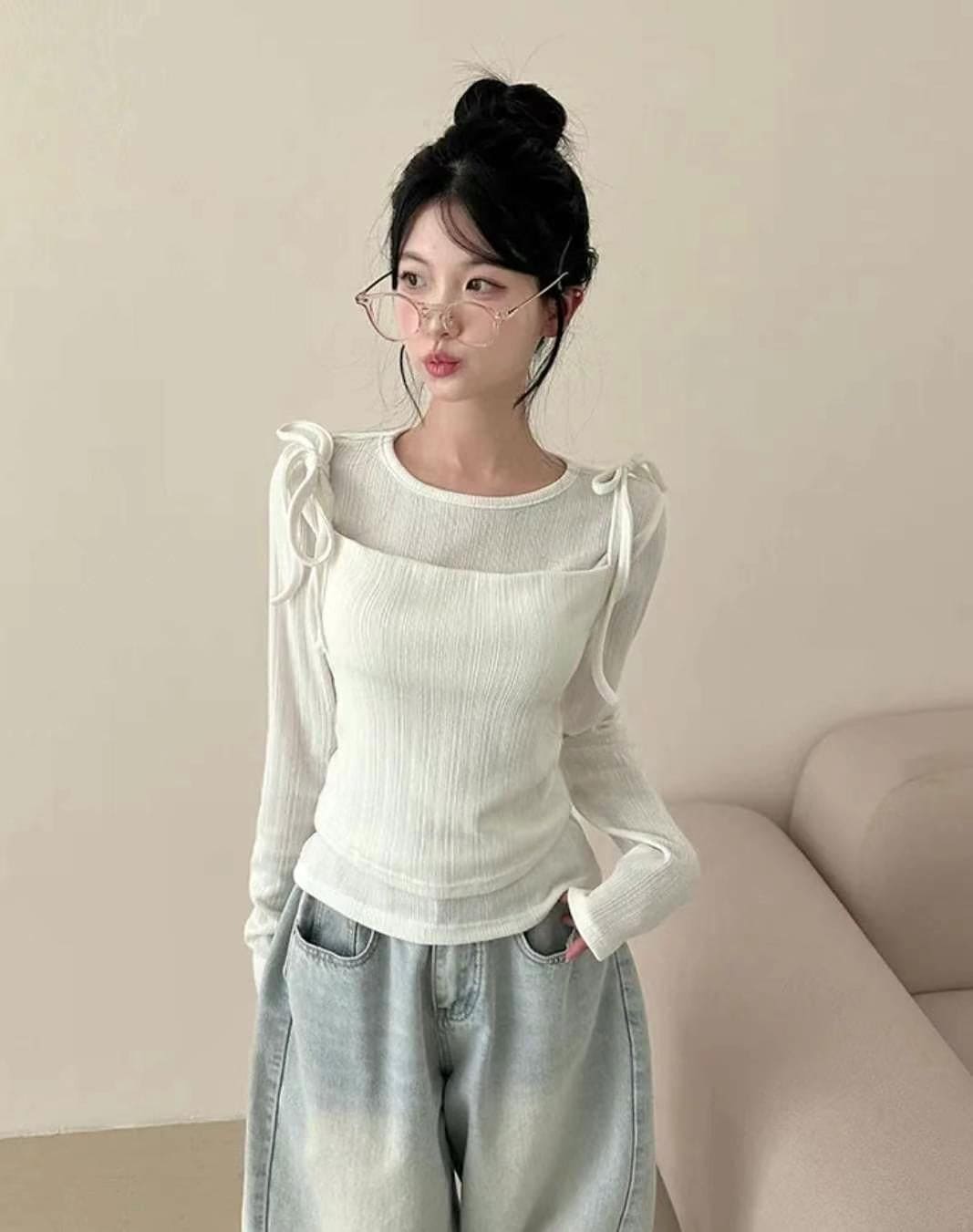 【🤎y2k vibe】Layered Top Set 