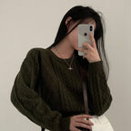Autumn/Winter Color-Coated Cable Knit Tops