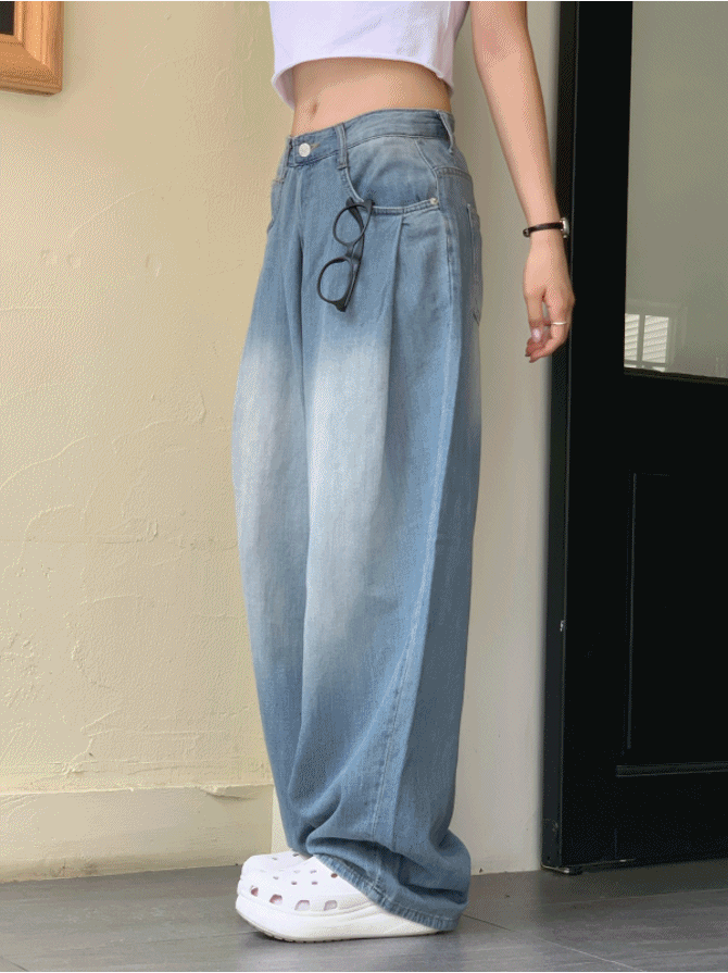 【夏天面料】Fresh Pintuck Wide Denim