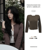 The colors are perfect! Fruit-patterned round neck cable knit cardigan 