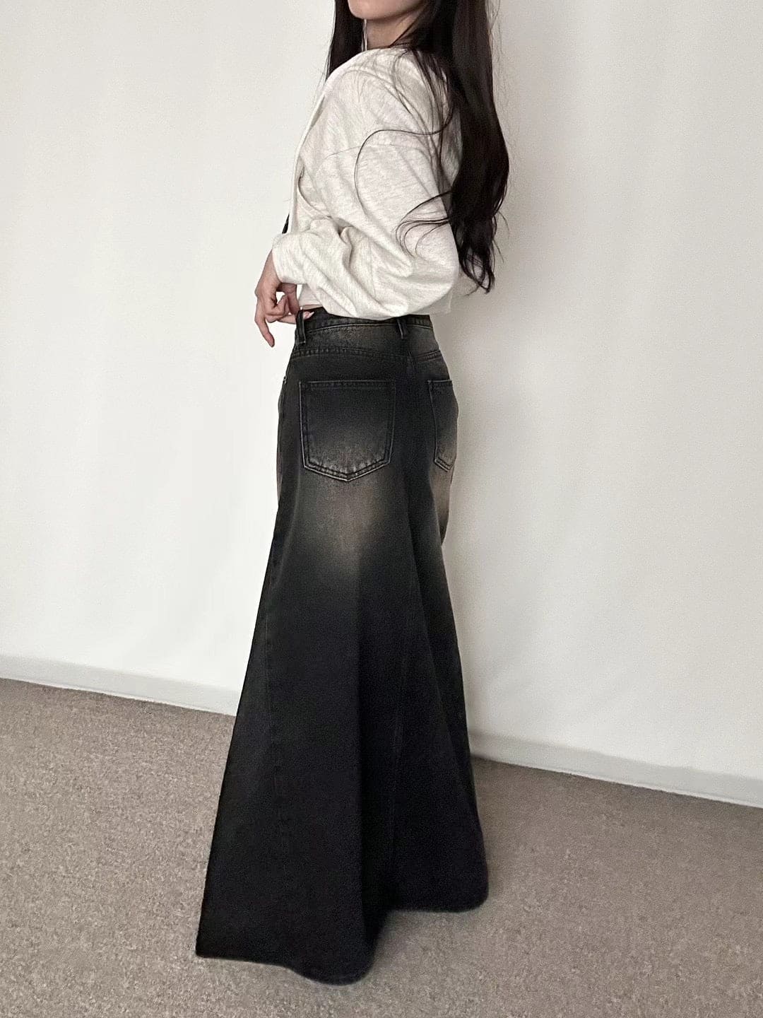 Rocher Maxi Denim Skirt 