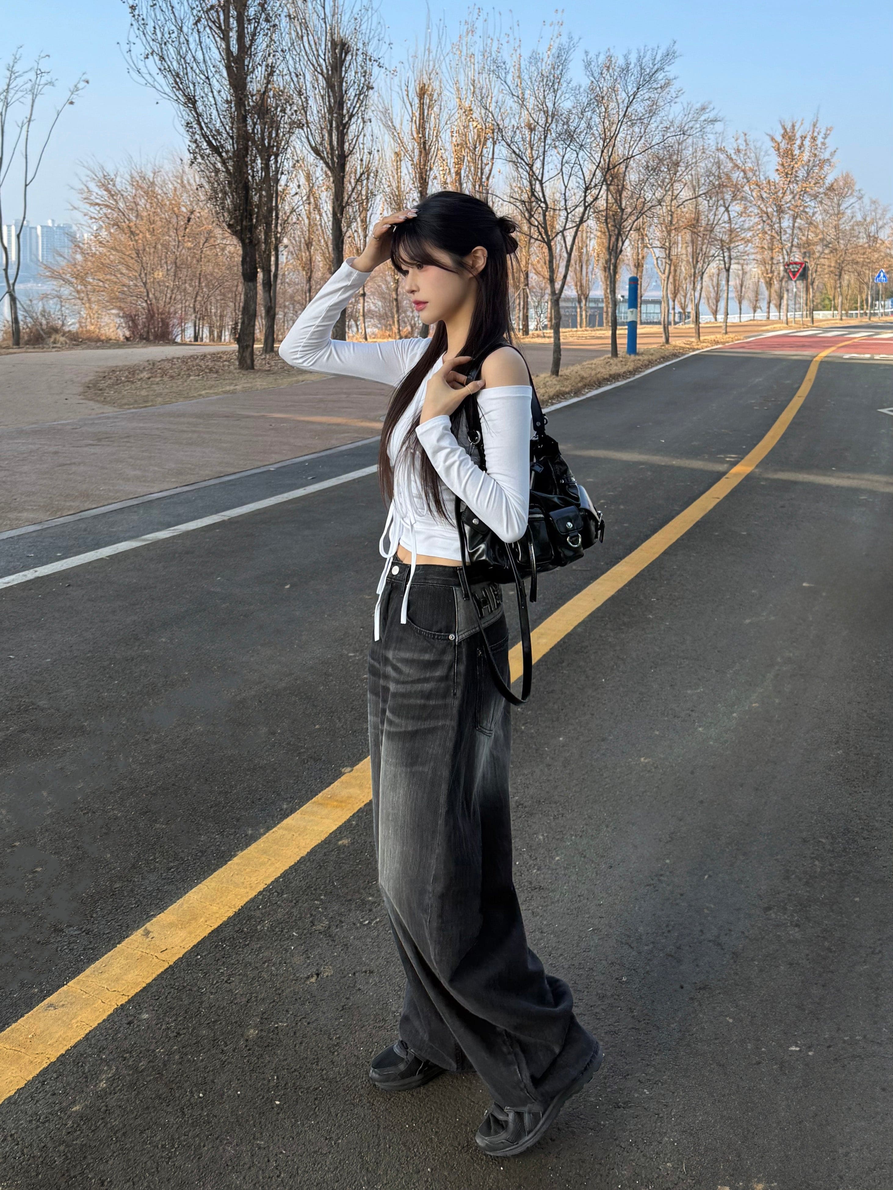 【🖤彎刀褲】Heaven Patch Wide Jeans