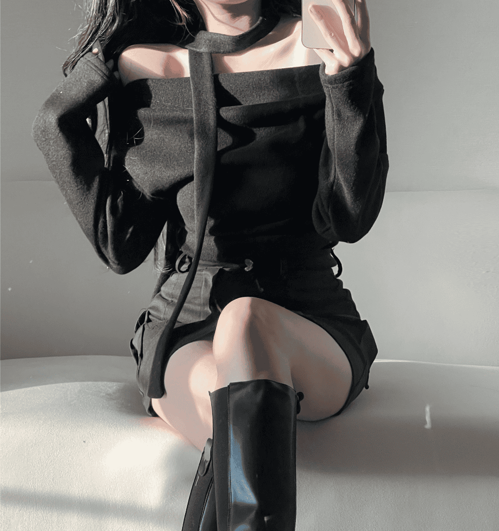 【Sweet Snowflakes】Off-Shoulder Tie Set 