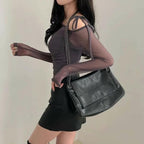 Halter Ribbon Off-Shoulder See-Through Vest Set 