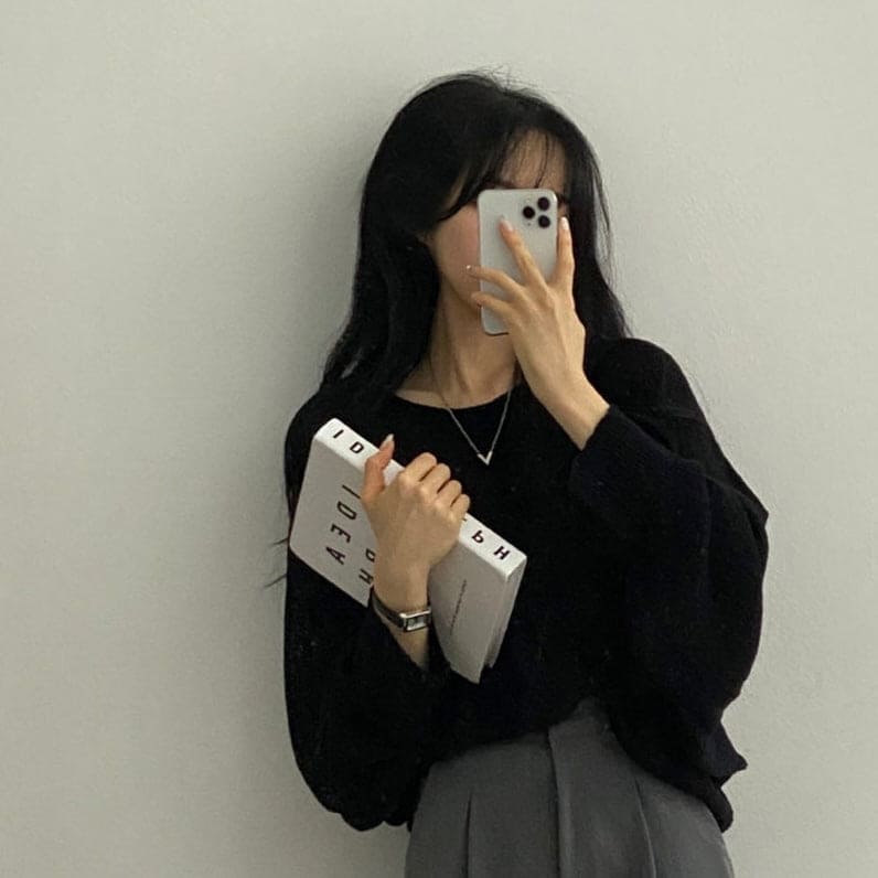 Orders surge! Basic loose-fitting knit long-sleeved shirt