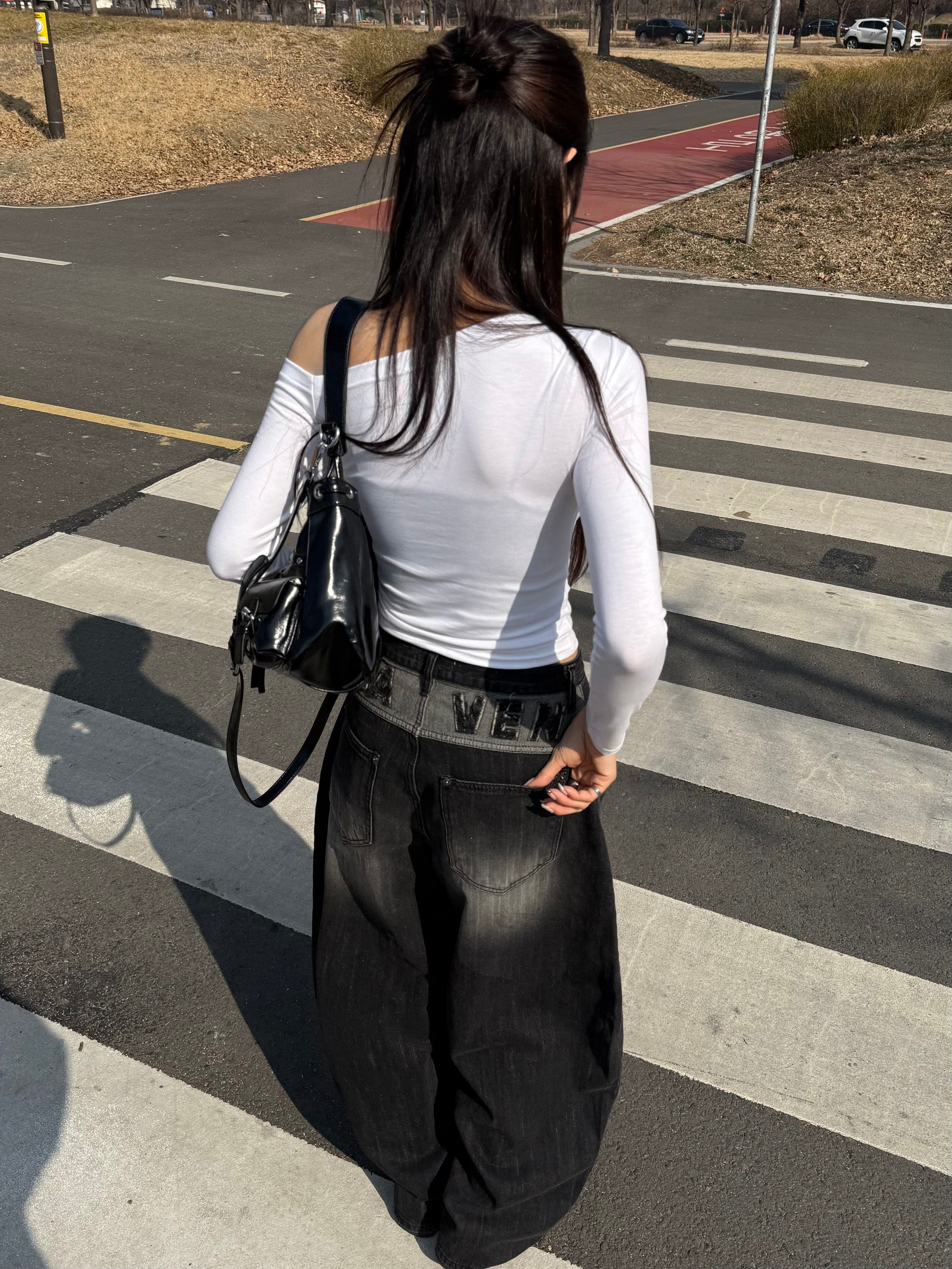 【🖤彎刀褲】Heaven Patch Wide Jeans