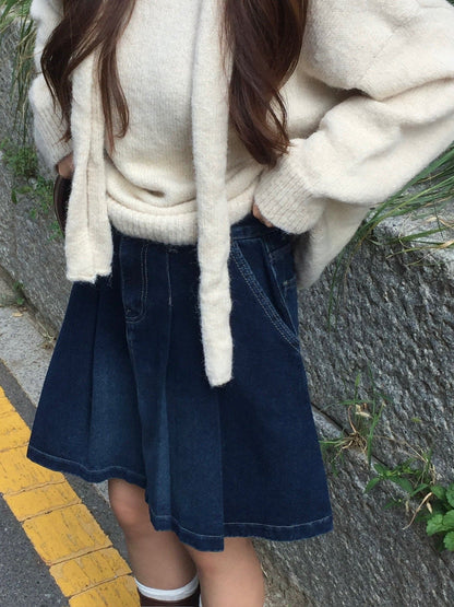 【🍂autumn new】Pleats Denim Midi Skirt