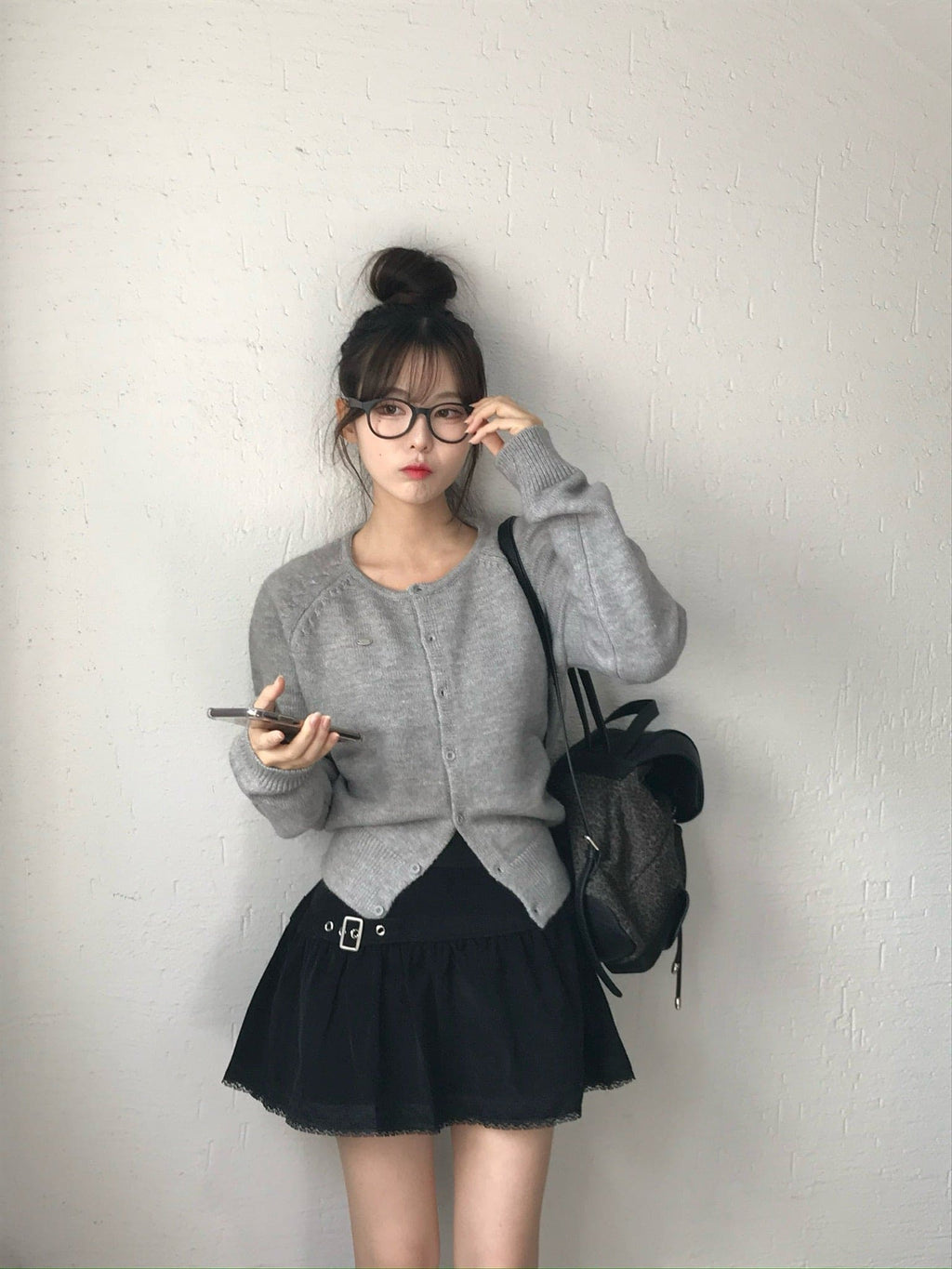 【🤎y2k vibe】Suede Lace Belt Skirt 