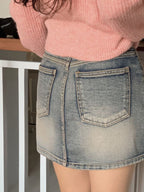 [Korean Hot Item!] Washing Denim Mini Skirt 
