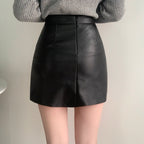 Simple and versatile soft leather skirt 