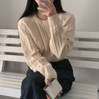 Autumn/Winter Color-Coated Cable Knit Tops