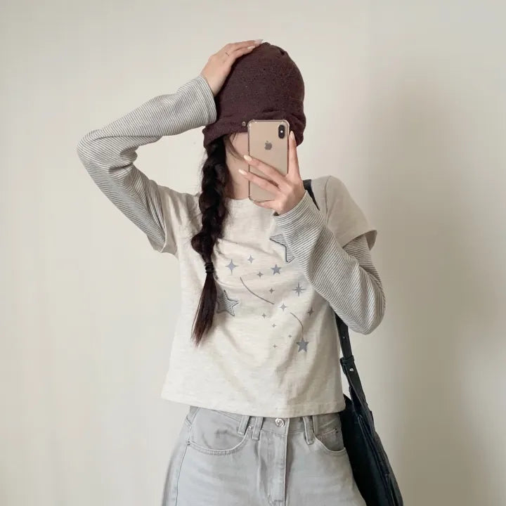 【層疊穿搭】Layered Star Patch Tee