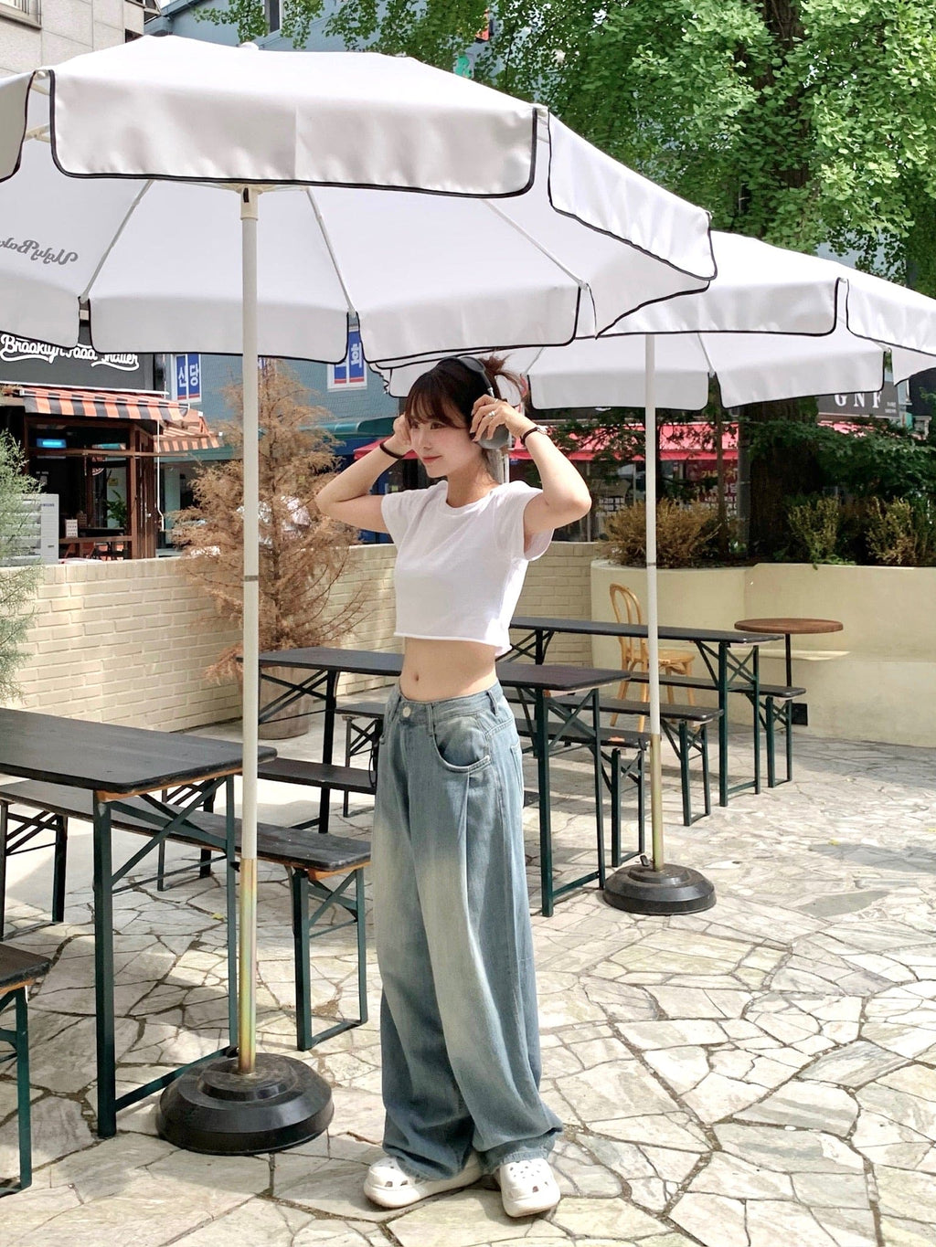 [Summer Fabric] Fresh Pintuck Wide Denim