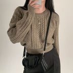Autumn/Winter Color-Coated Cable Knit Tops