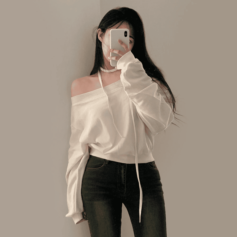 【型格休閒】Off Shoulder Sweatshirt Scarf Set