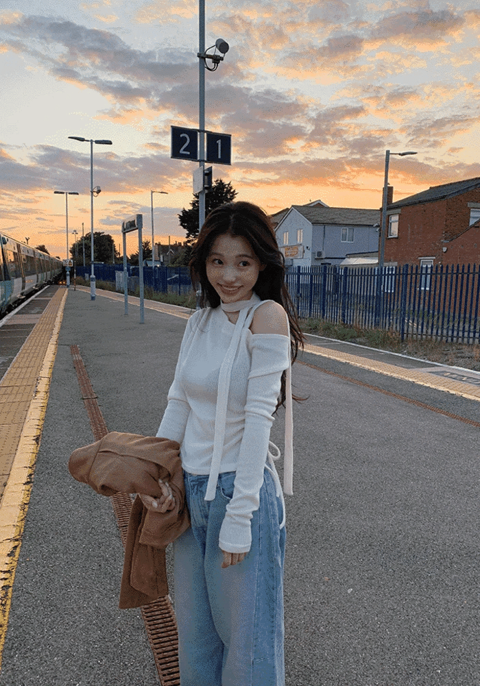 【ONNI氣質】Shirring Ribbon Knit Set