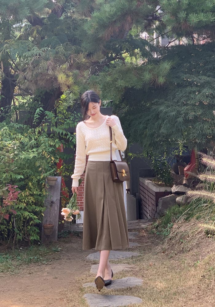 【🌷Soft】Pretzel Cable U-Neck Knit